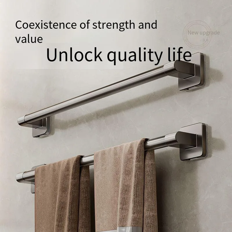 Non-punching Towel Bars Bathroom Accessories Household Aluminium Alloy Wall Mount Multi-function Racks Easy To Install Durable