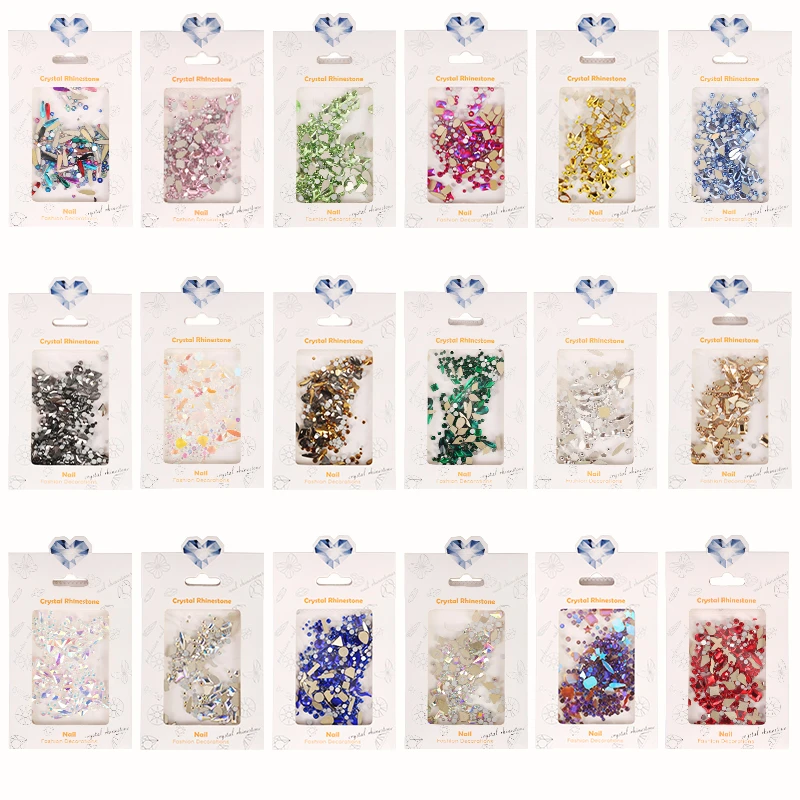 QIAO Bunte Shaped Strass Mix Größen Glitter Kristall Nagel Edelsteine Flatback Stein für Nail art Kristall Strass Dekorationen – Detail 5