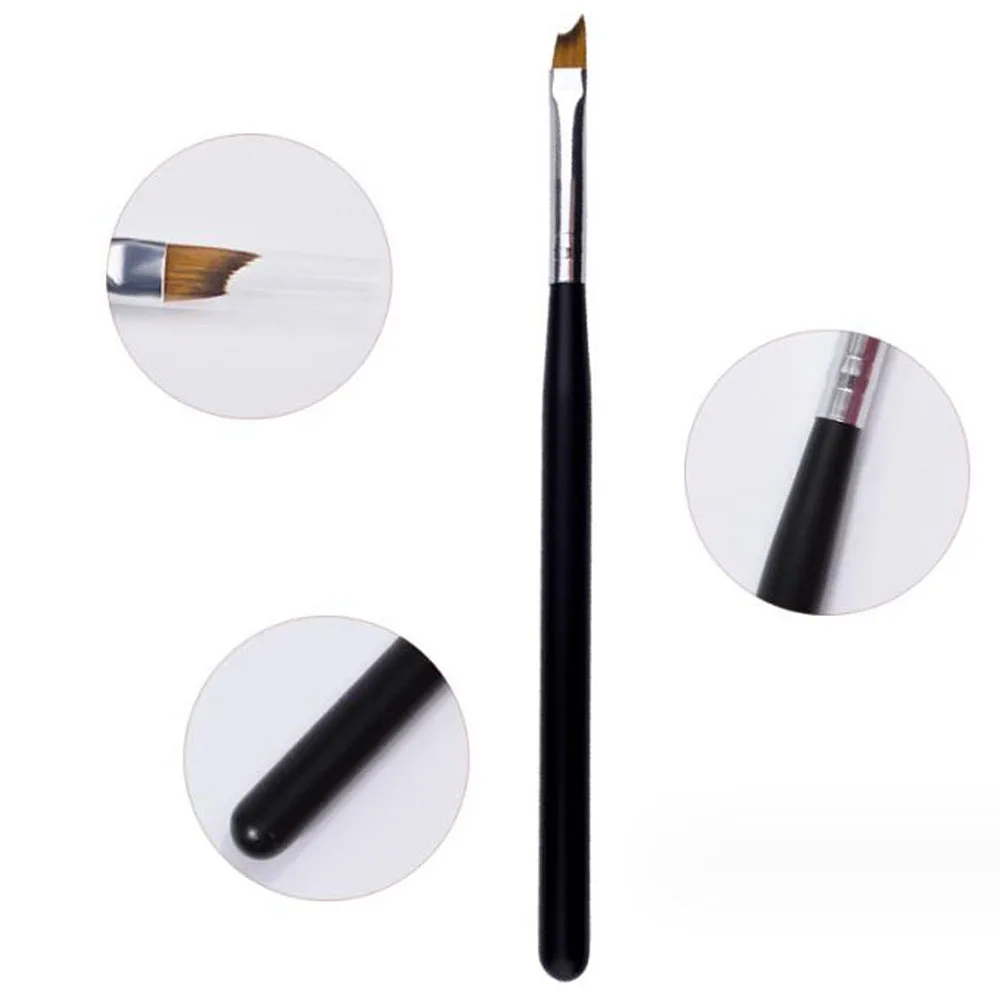 French Tip Nail Brush Half Moon Shape UV Gel Nail Acrylic Painting Drawing Pen Smile Line Silver Black Handle Manicure DIY Tools 3