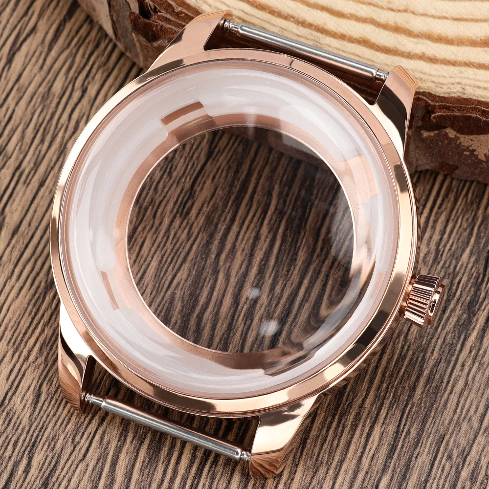 Stainless Steel Watch Case with Bubble Glass and Transparent Back in Silver