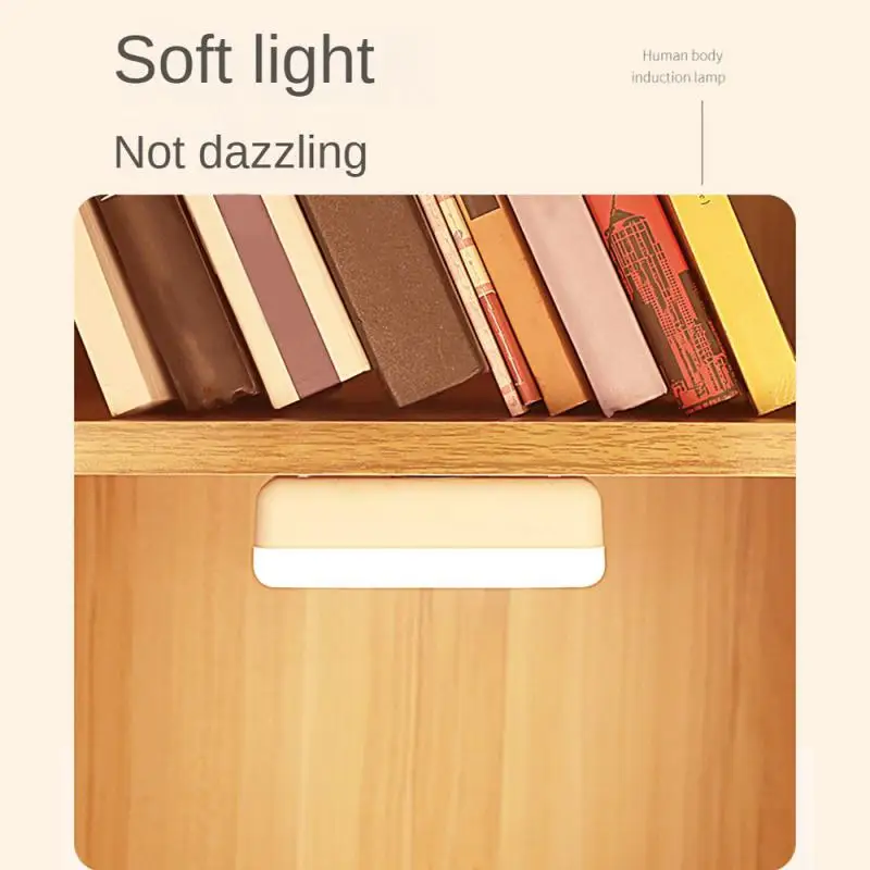 LED Motion Sensor Night Light USB Charging Smart Light Cabinet Lamp Wireless Human Body Induction For Kitchen Bedroom Bathroom 4
