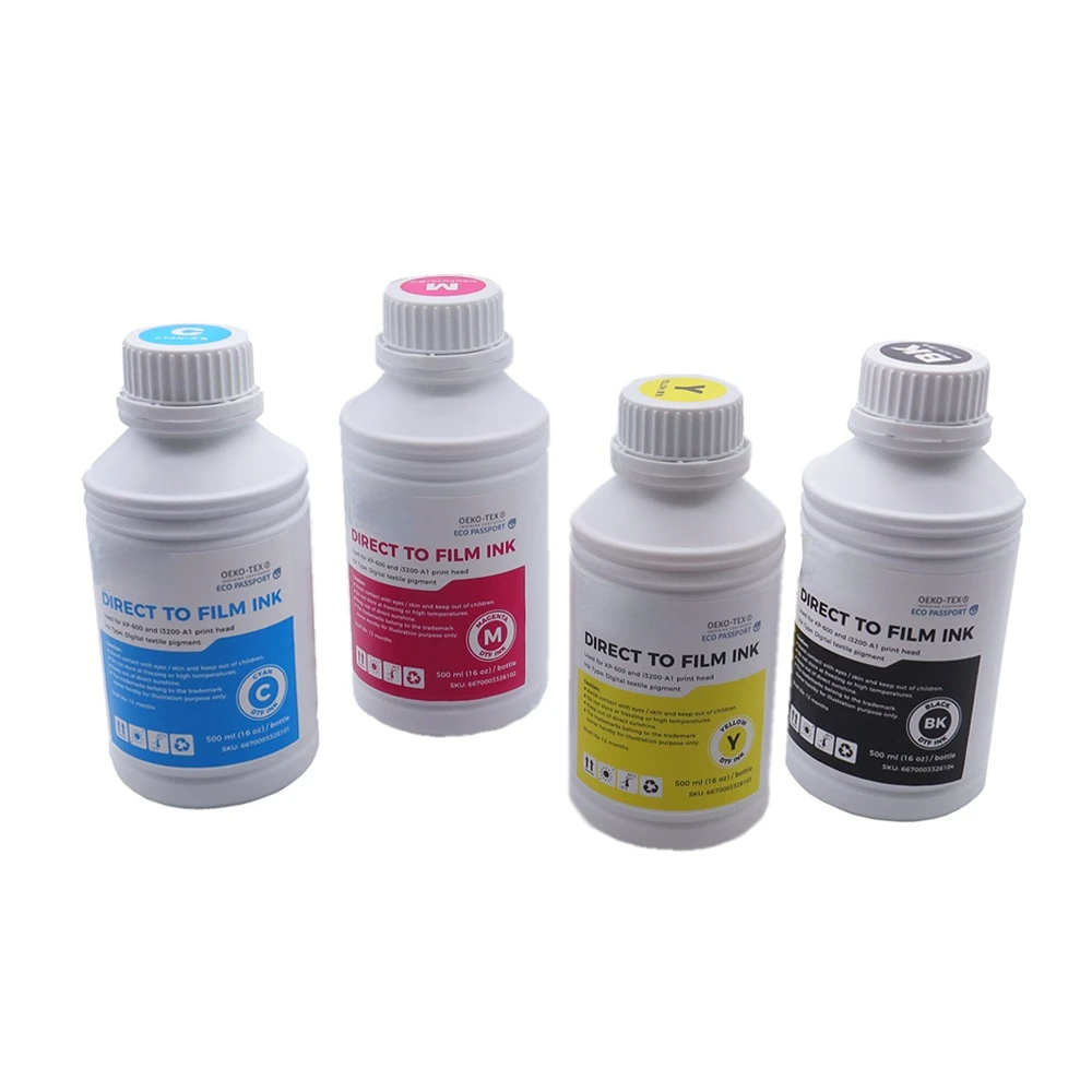 US Stock 4 Colors (C M Y K) DTF Ink 500ml Bottle Direct to Transfer Film Ink for Epson Printheads Water-based DTF Inks for Bulk
