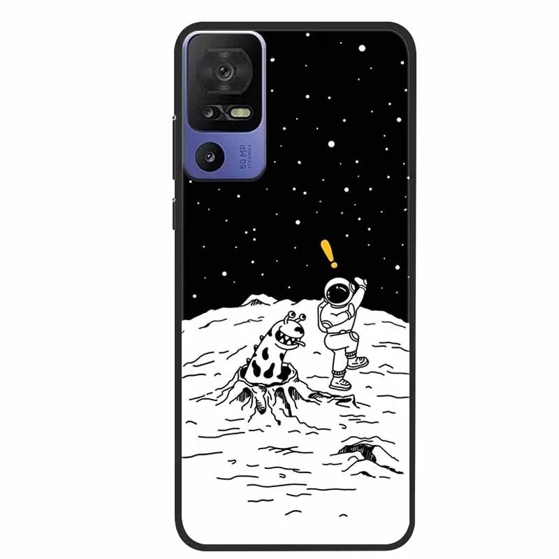 Astronaut Soft Silicone Phone Case with Spaceman and Moon Design