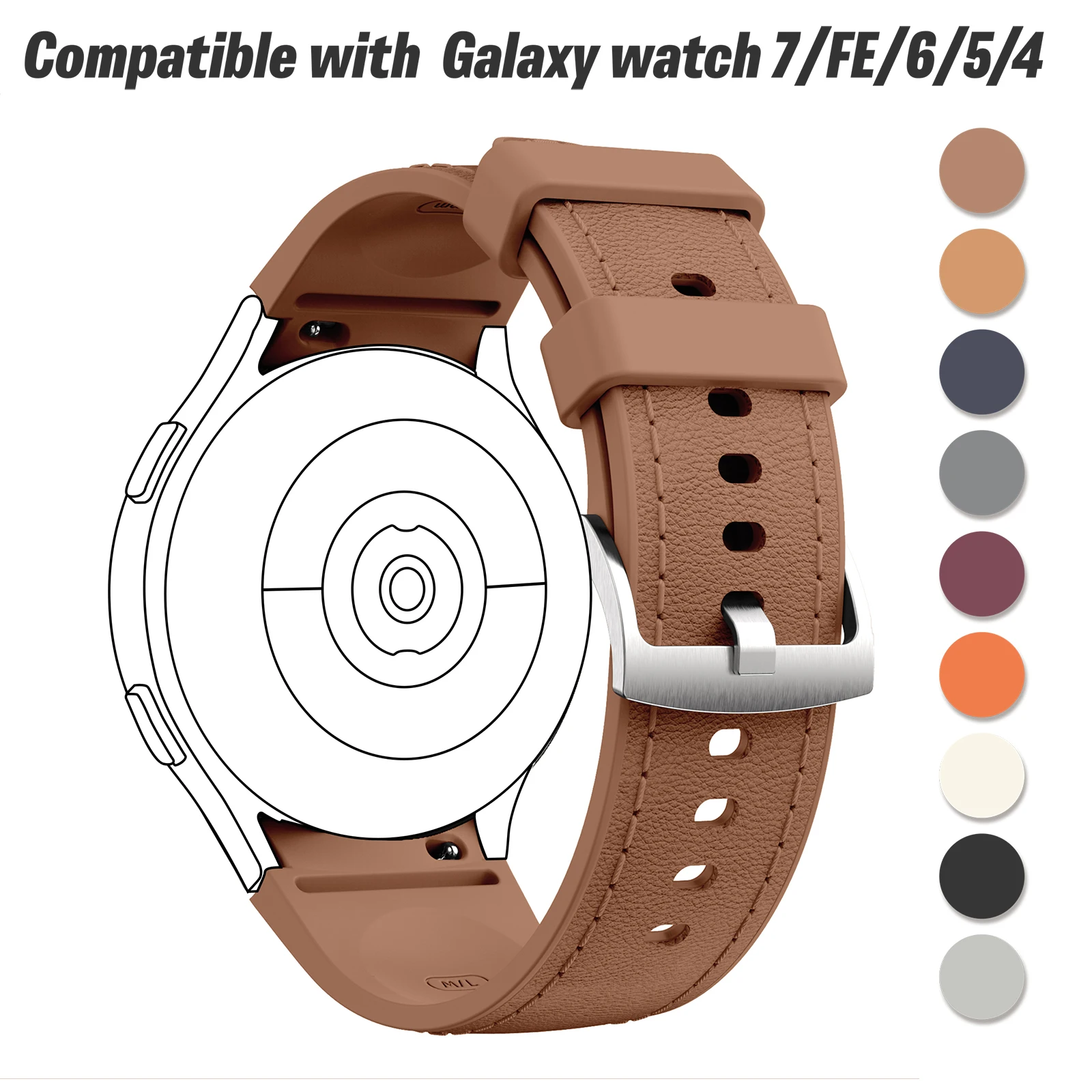 Premium Faux Leather Watch Strap with Secure Buckle - Classic Durable Design