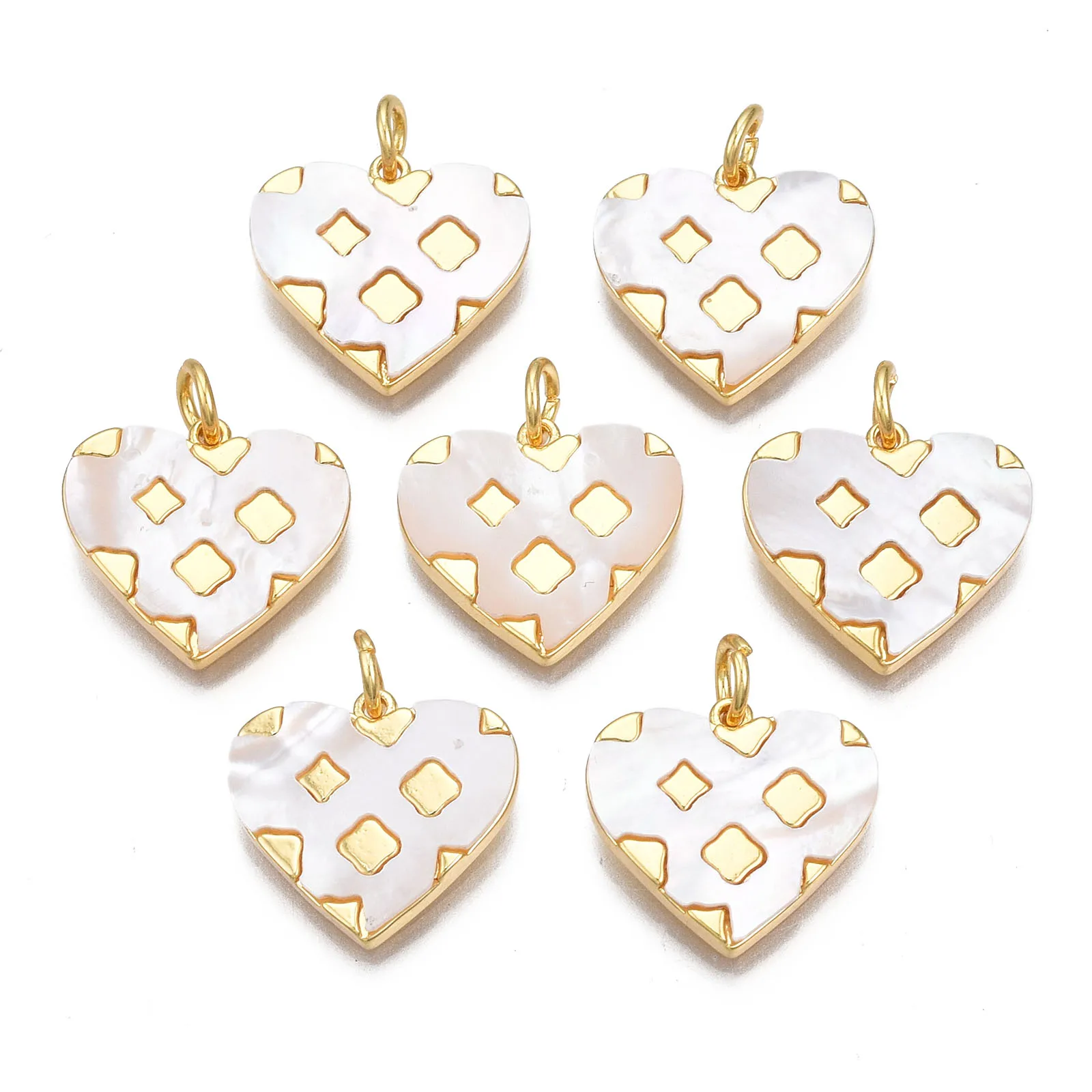 

20Pcs Heart Shape Shell Pendants with Real 18K Gold Plated Tone Brass Findings for Women Jewelry Making DIY Necklace Accessories