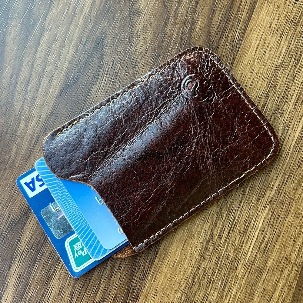 Leather Wallet Card Holder Slim Minimalist Leather Card Holder Wallet Credit Card Leather Case Sleeves fit for 3 to 5 cards