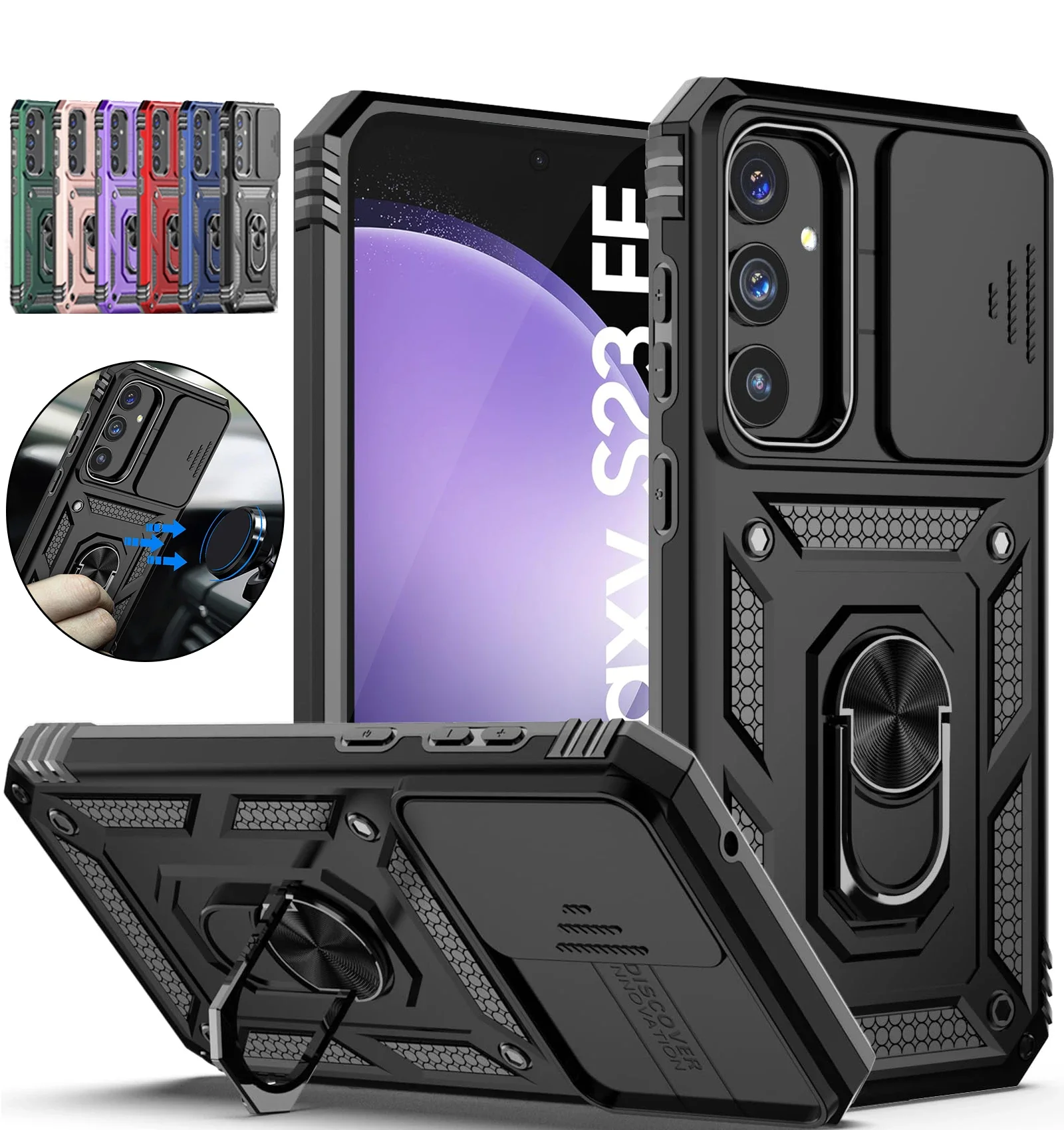Custodia Per Samsung Galaxy S24 S23 S22 S21 Ultra Plus Fe A54 A34 A14 4G 5G Slide Camera Protection Rugged Military-Grade Drop Cover