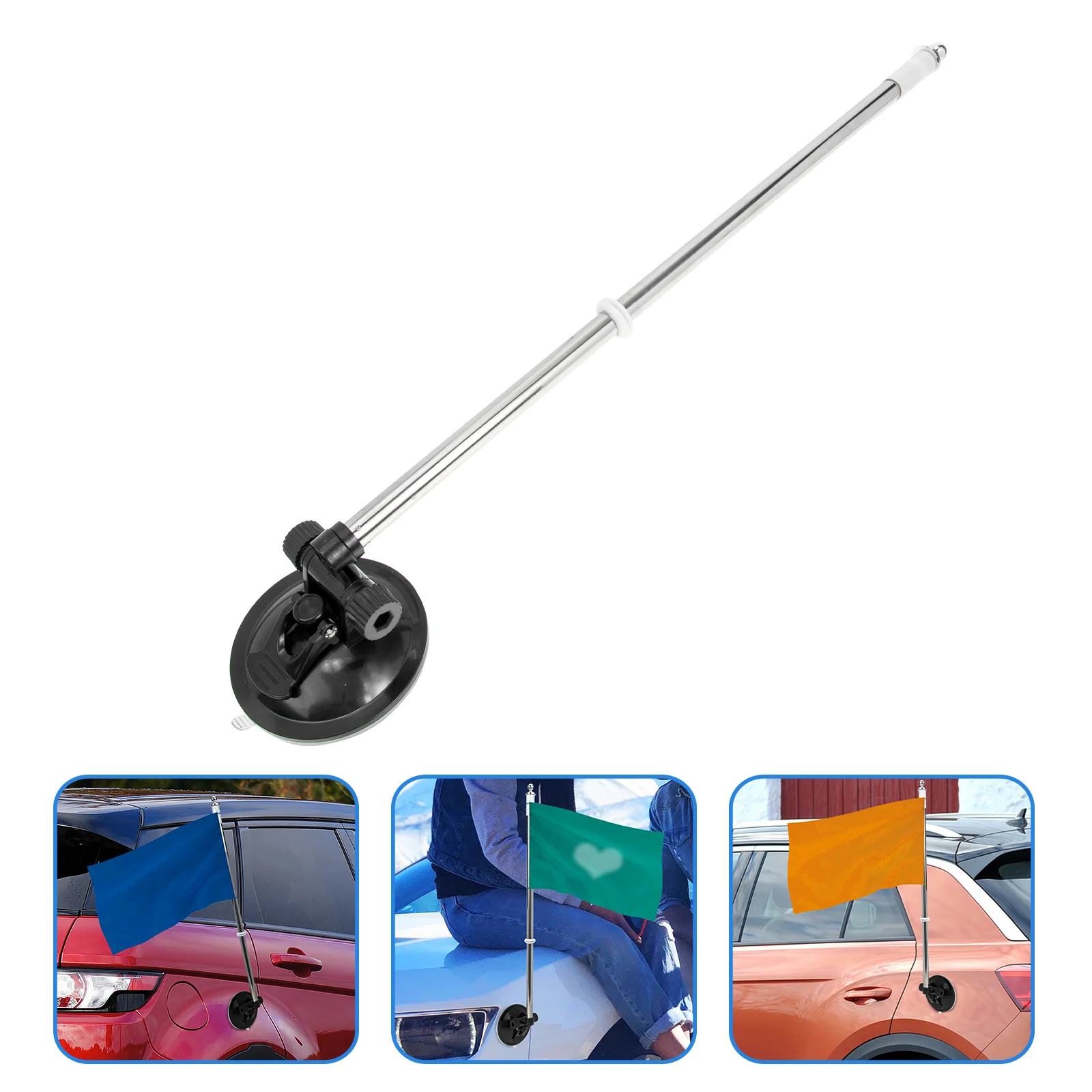 Flag Pole Car Holder Cup Suction Flagpole Mount Window Telescopic Support Bracket Universal Flagpoles Red Advertising Lagpole