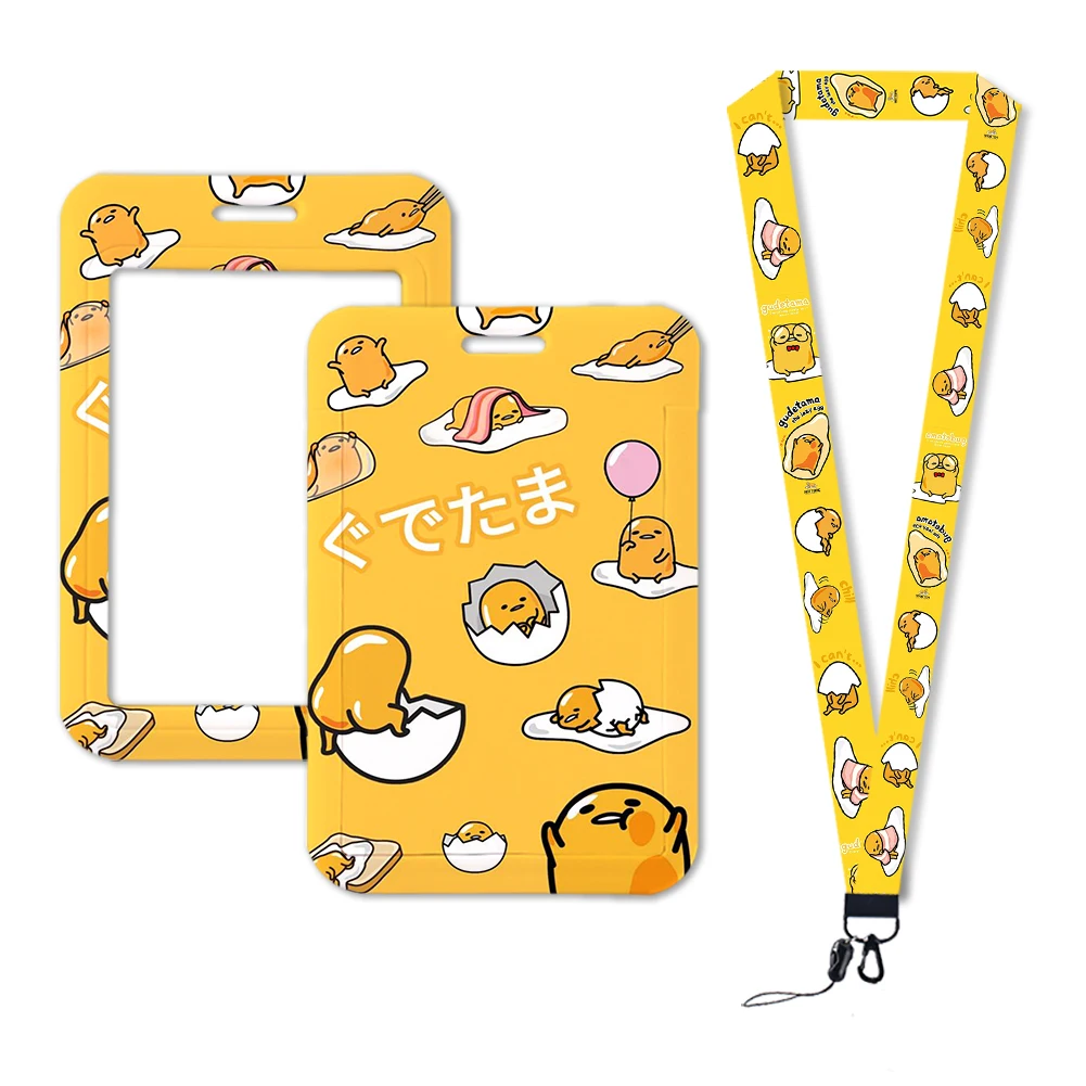 Sanrio Gudetama Lazy Egg Cute Card Holder Lanyard Neck Strap Keychain ID Card Badge Holder Hang Rope Student Accessories Gift 3