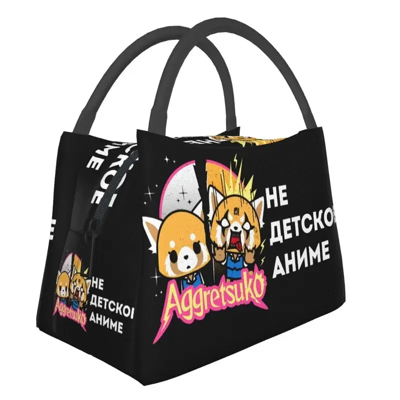 Aggretsuko Fenneko Insulated Lunch Bags for Women Leakproof Japan Anime Aggressive Retsuko Thermal Cooler Lunch Box Work Picnic