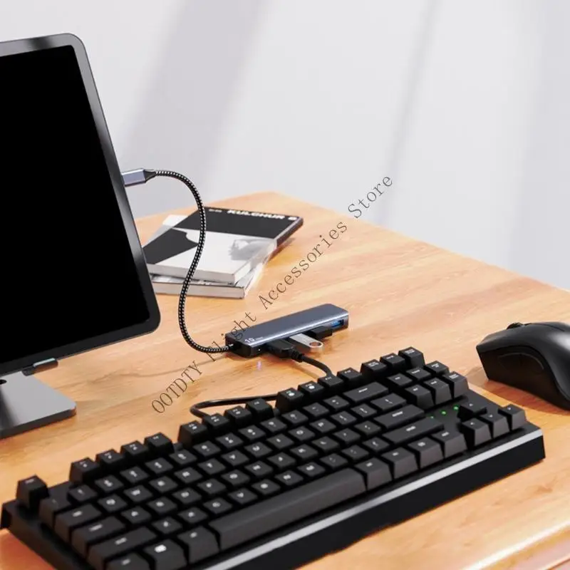 알루미늄 USB C 허브 10Gbps 4 포트 USB 3.2 어댑터 노트북 용 고속 USB C 멀티 포트 분배기 익스텐더