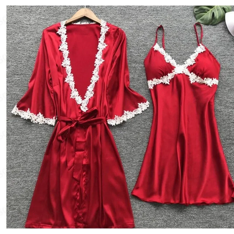 2024 European and American Sexy Five-Piece Pajamas Women's Summer Half Sleeve Bridal Gown plus Size Homewear Nightgown Bathrobe