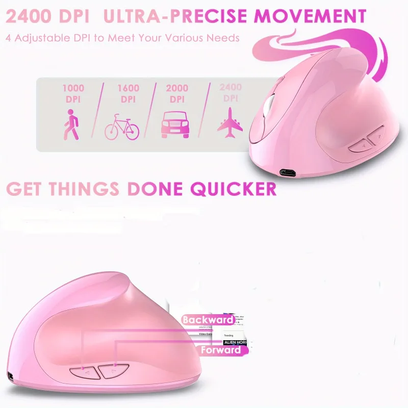 Ergonomic Mouse 2.4GHz Vertical Optical Wireless Mouse for Laptop Desktop (Small Right Hand)