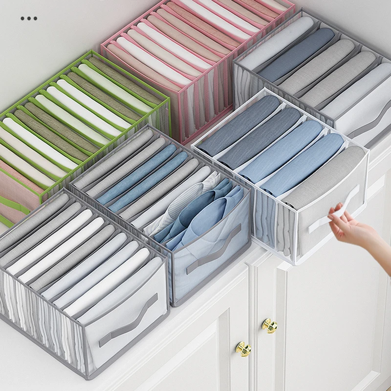 

Pants Storage Box Clothes Storage Artifact Household Clothing Classification Jeans T-shirt Separation Wardrobe Storage Box Bag