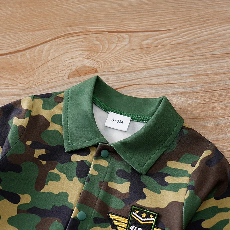 Infant Romper Newborn Baby Boy Clothes 0-12 Months Boston Camouflage Long Sleeve Footies
