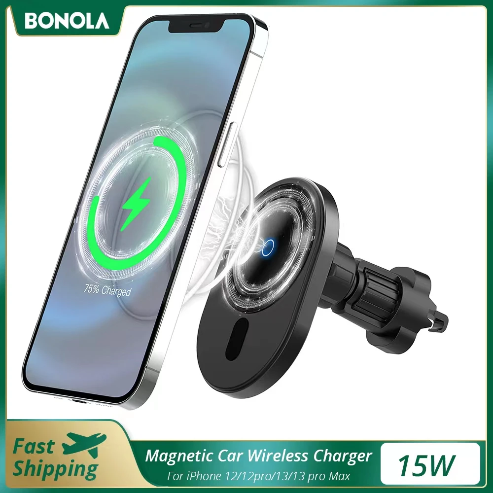 Bonola 15ワット磁気車のワイヤレス充電器iphone 13 12プロ11 360 空気出口車ホルダー略s注 Wireless Chargers Aliexpress