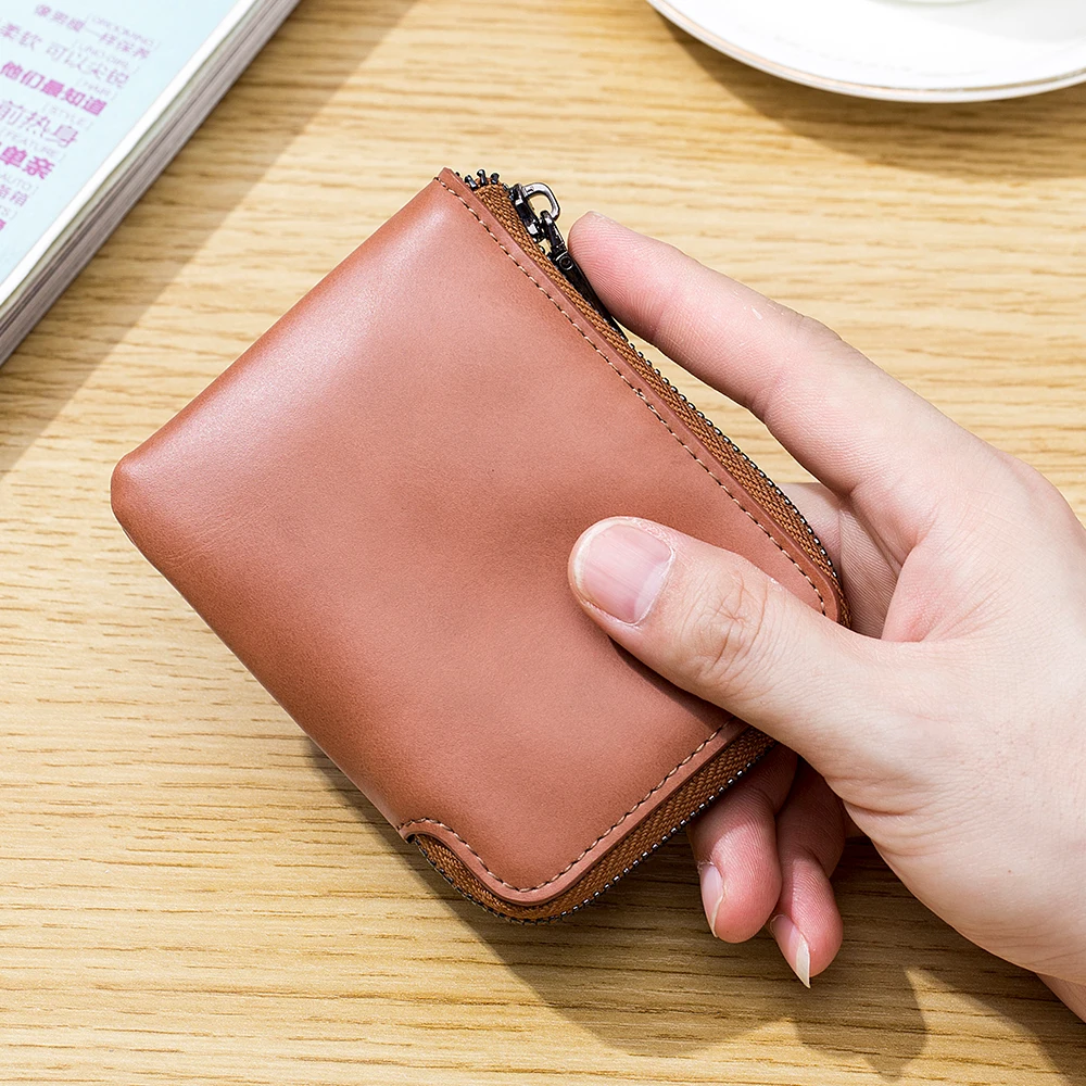 New vintage classic pull card bag rfid leather ultra-thin business card bag portable compact card bag men's new simple card bag