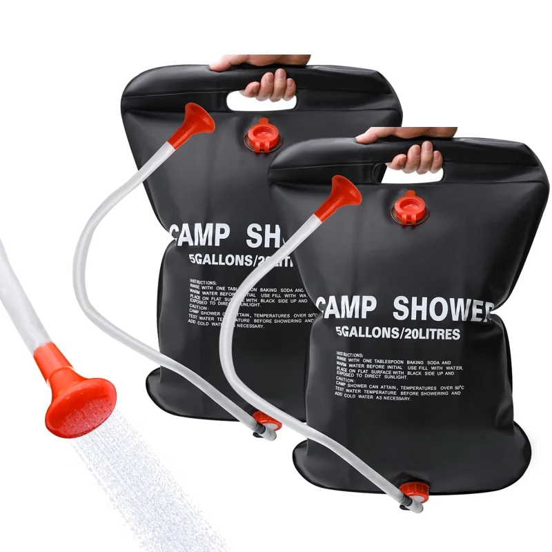 

Сумка для душа на солнечной батарее 20 л, портативная душевая сумка со съемным шлангом и переключаемой насадкой для душа, для кемпинга, пляжа, путешествий