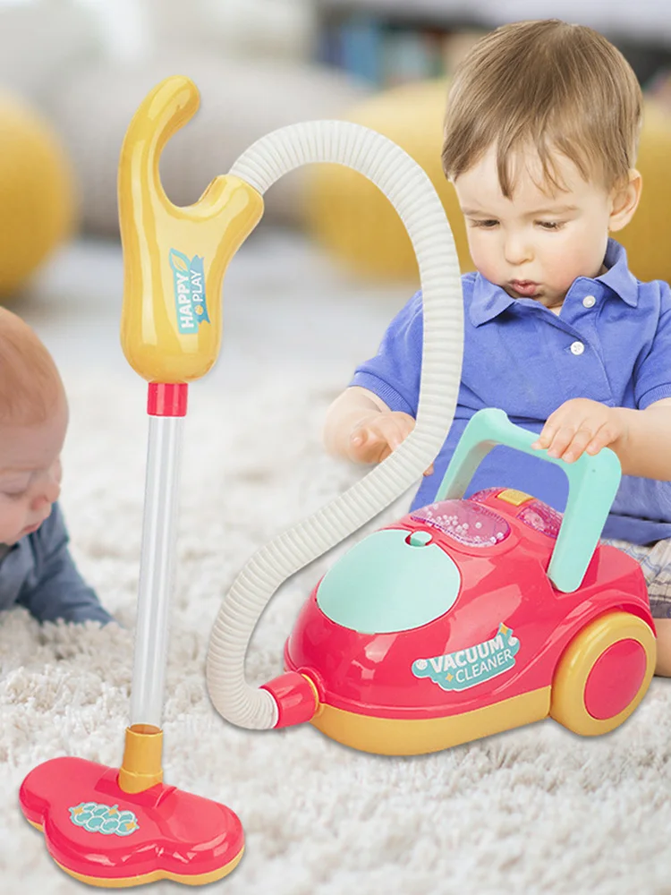 Kids Vacuum Cleaning Toy Electric Kids Play Vacuum With Realistic Sounds Lights Pretend Role-Play House Cleaning Toys Set