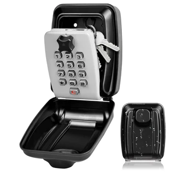 Wall Mounted Key Storage Box Safe Waterproof Anti-theft Key Box With Combination Lock 12-Digital Password Office Home Outdoor 1