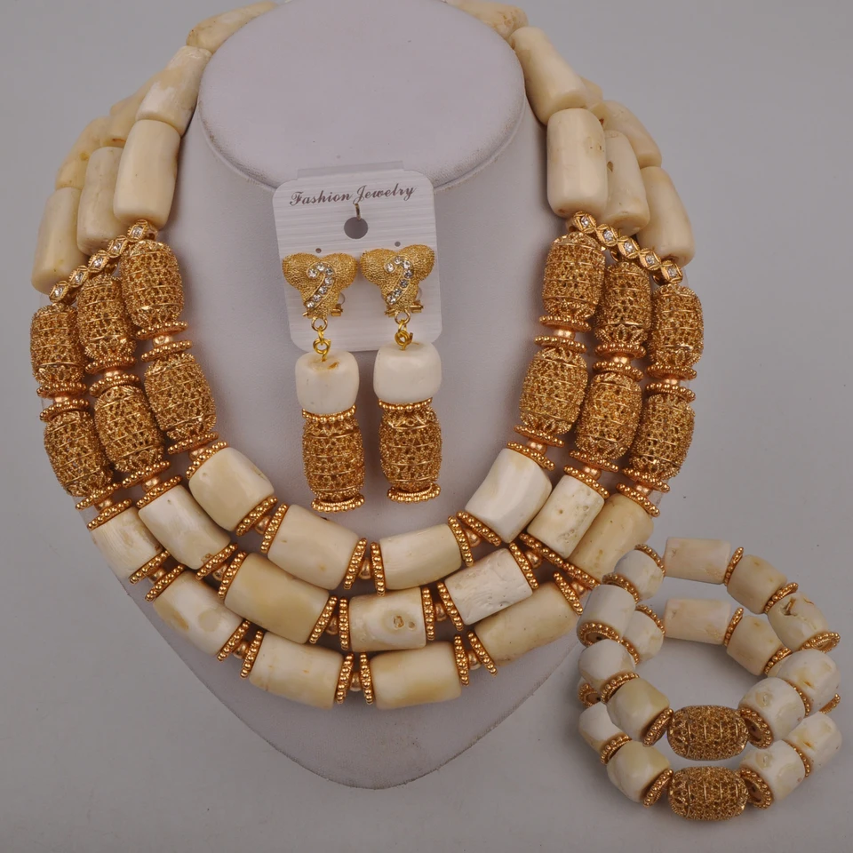 8 Rows African Bead Jewelry Set For Women - Nigerian Wedding Necklace, Earrings & Bracelet Bridal Set - View #7