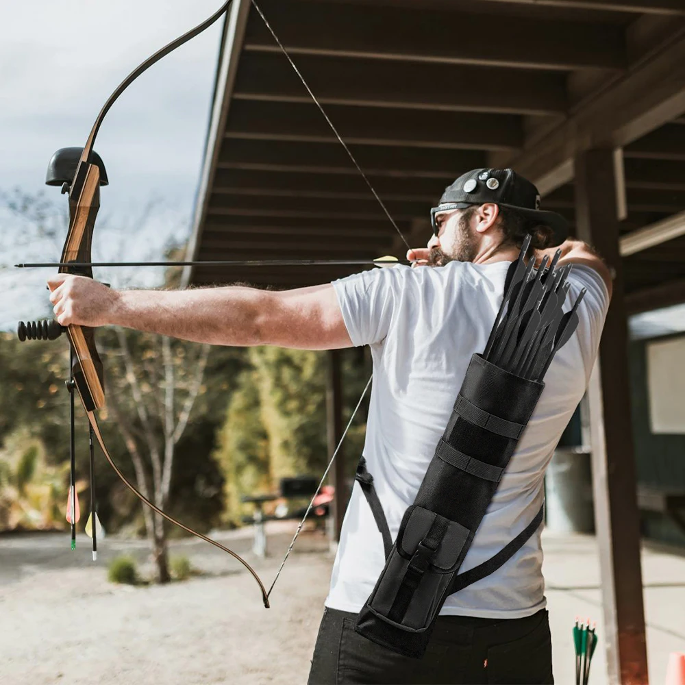 Archery Back Arrows Quiver Bag, Quiver Arrow Holder with Molle System and Pockets Archery Quiver for Hunting Shooting Target Pra 6