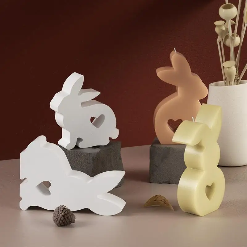 2 Stampi In Silicone Per Coniglietto Pasquale 3D - Forma A Cuore, Per Candele, Saponi, Cioccolato E Gesso - Stampo Fai Da Te Per Decorazioni Pasqua