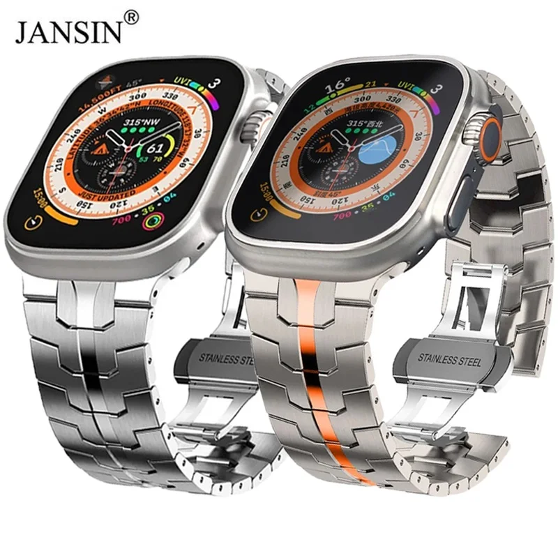 Luxury Titanium Color Strap for Apple Watch Ultra 2 Band 49mm 46mm 45mm 44 42mm Metal Stainless Steel Bracelet Iwatch