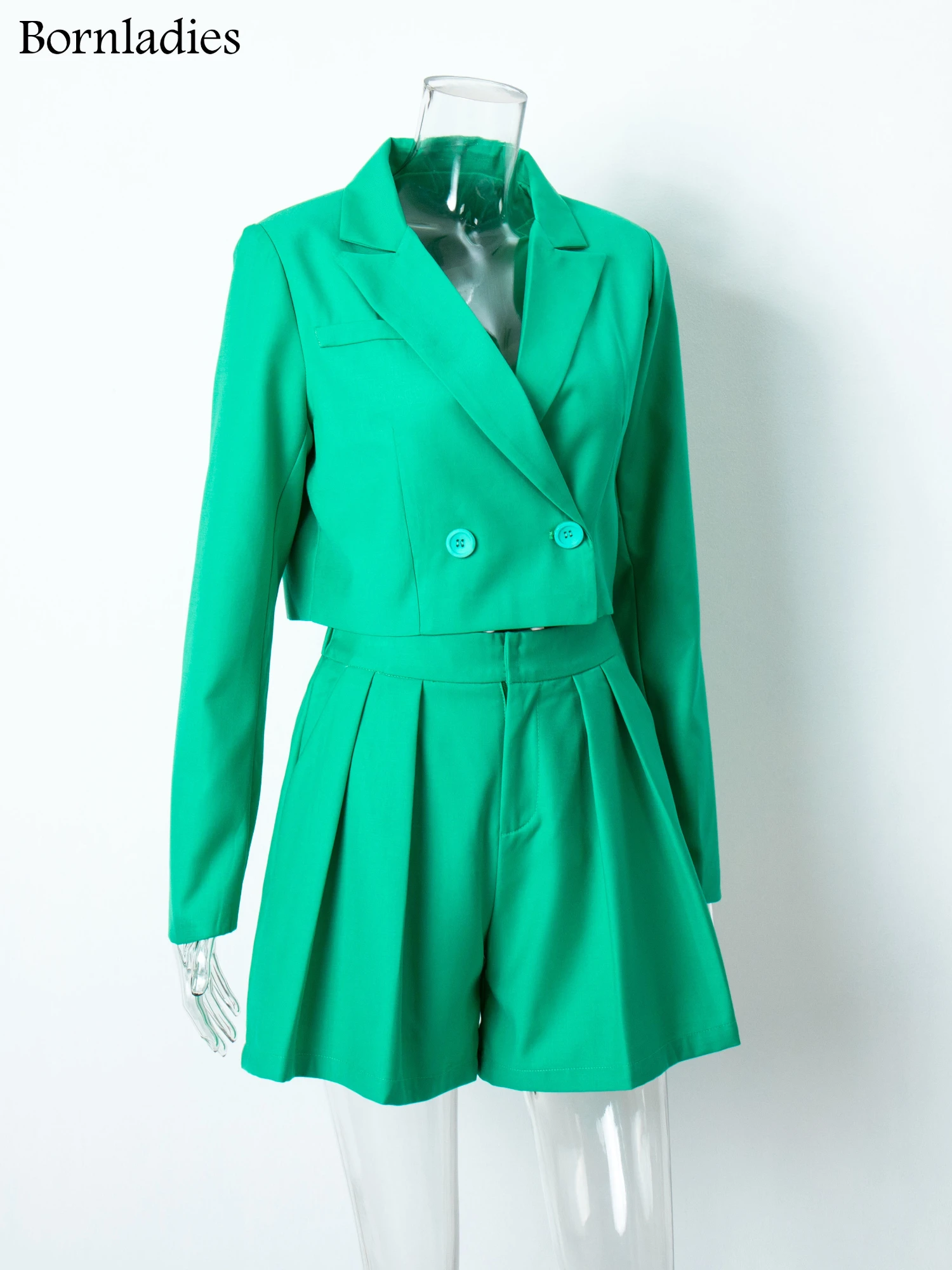 Bornladies Women Stylish Short Blazer Sets Crop Blazer Jackets