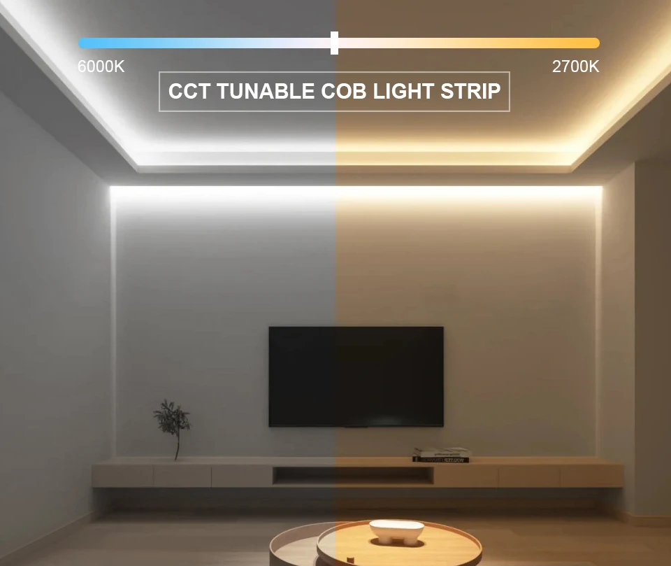 Description Picture 2 of item3PIN DC12V 24V CCT COB LED Strip Light 608LEDs/M High Lumen Dimmable LED Tape Bar Lamp For Kitchen Cabinet Bedroom Studyroom