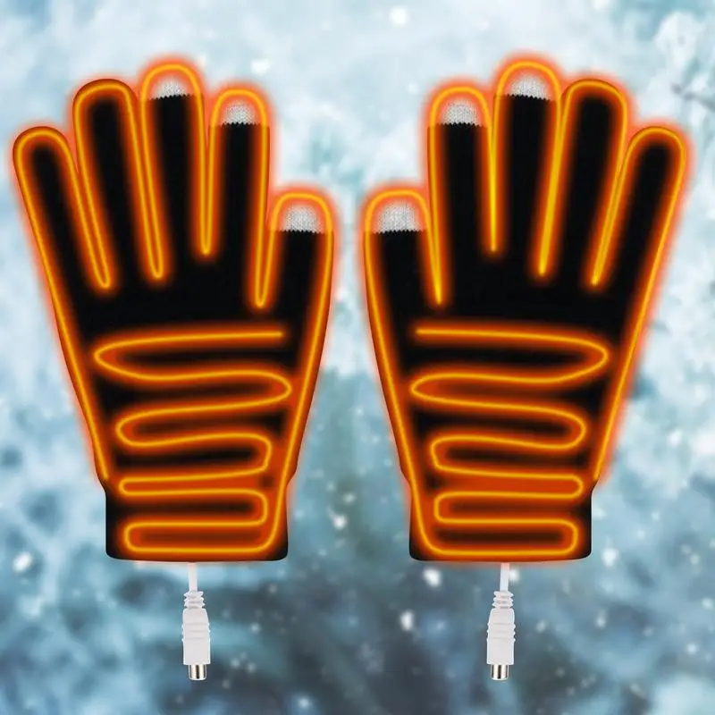 

5V USB Heated Gloves Winter Warm Thermal Gloves Five Fingers Touch Screen Heating Pads Mitten Thicken Men Woman Skiing Gloves