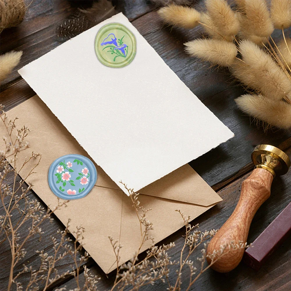 Plants Lily Flower Wax Seal Stamp Window Flower pattern Sealing Wax Stamp 25mm Removable Brass Head for Envelope Card Package