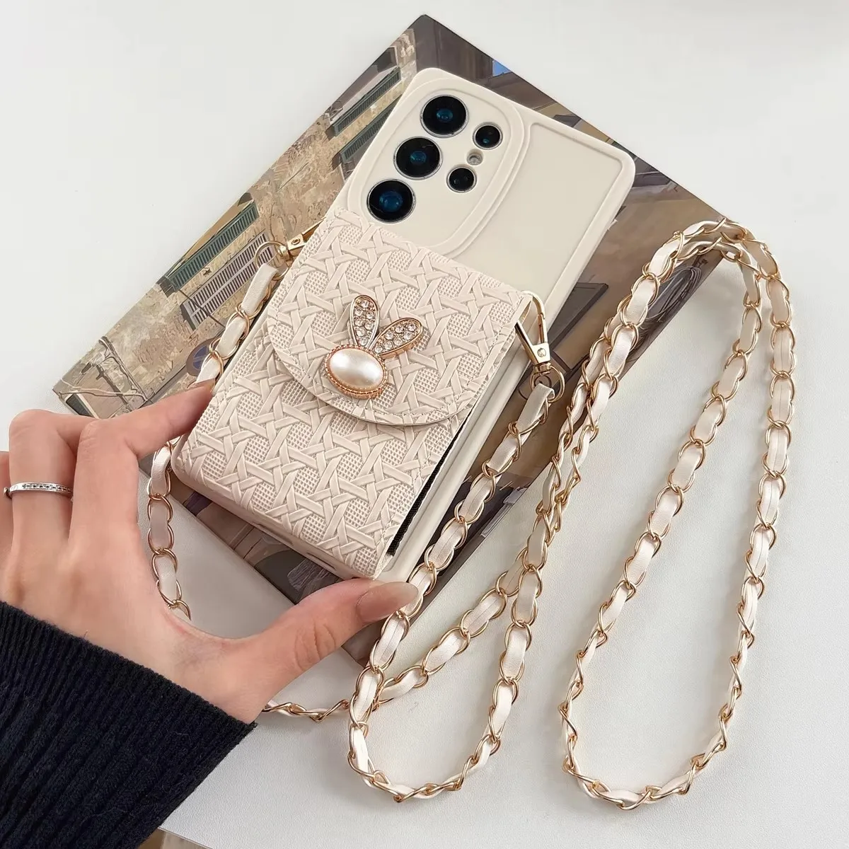 Luxury Chain Wallet Phone Case with Multi-Card Slots and Soft Cover