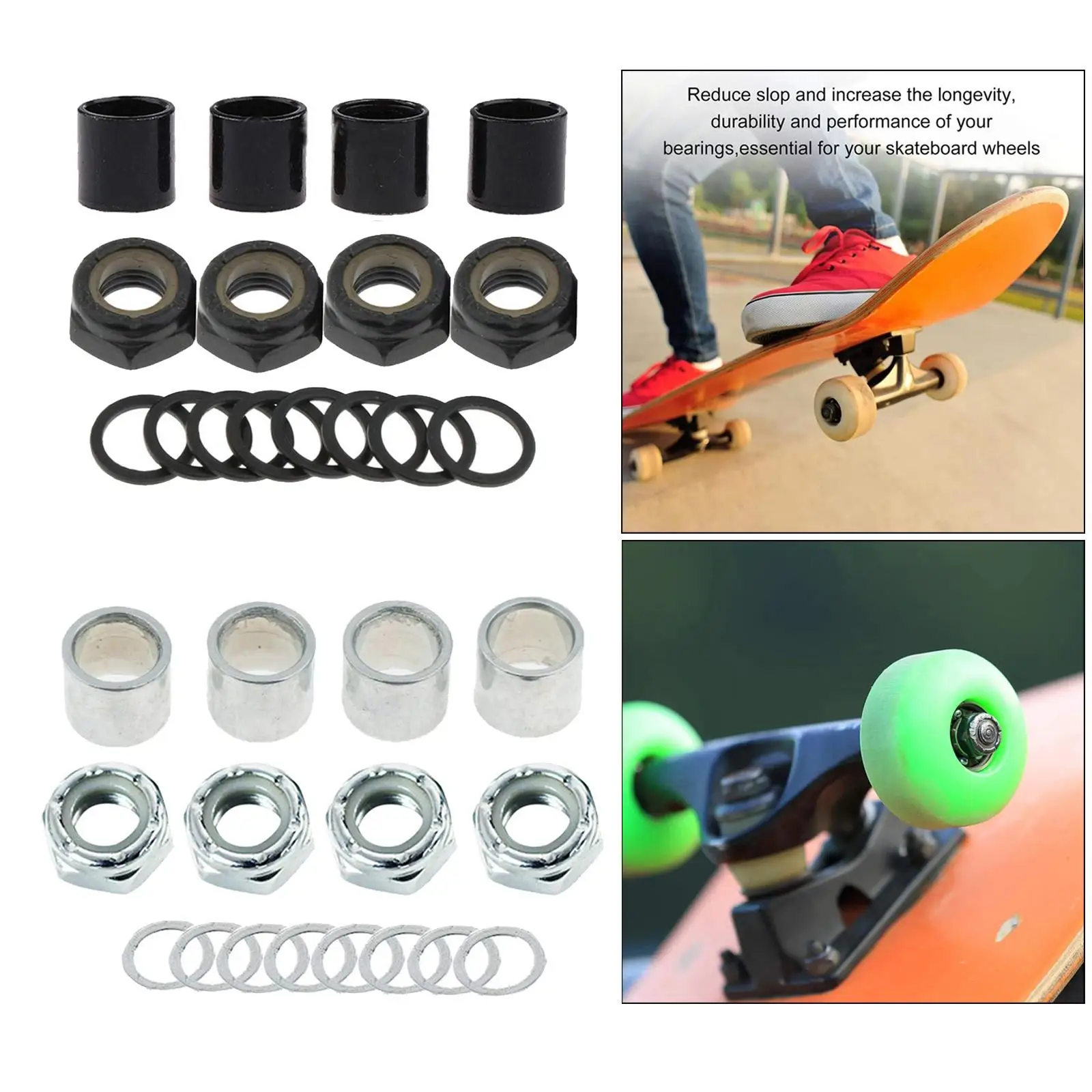 Skateboard Truck Spacers Nuts Cruiser Longboard Roller Skates Hardware