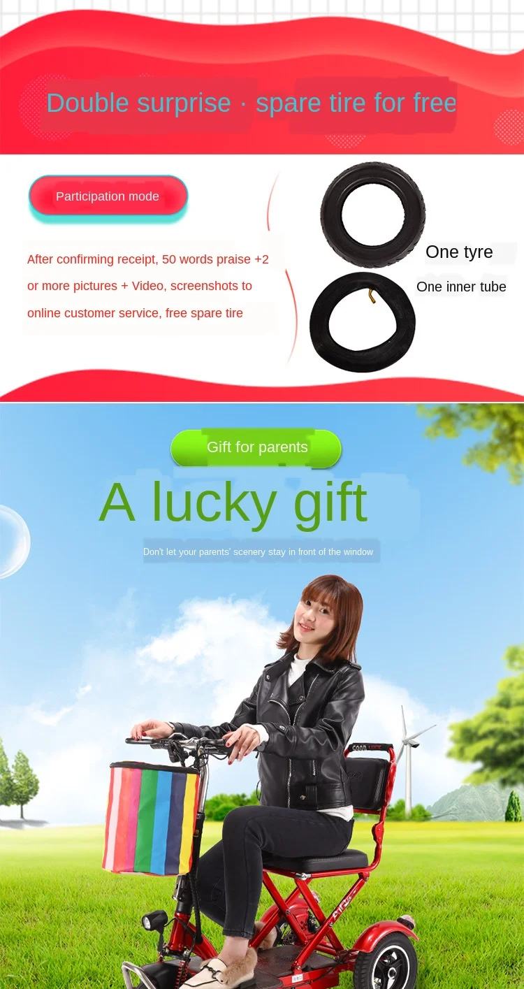 Mini Electric Tricycle Folding Electric Scooter Adult Portable For Disabled Elderly Battery Car 48V Can Last 60 Km for by Plane