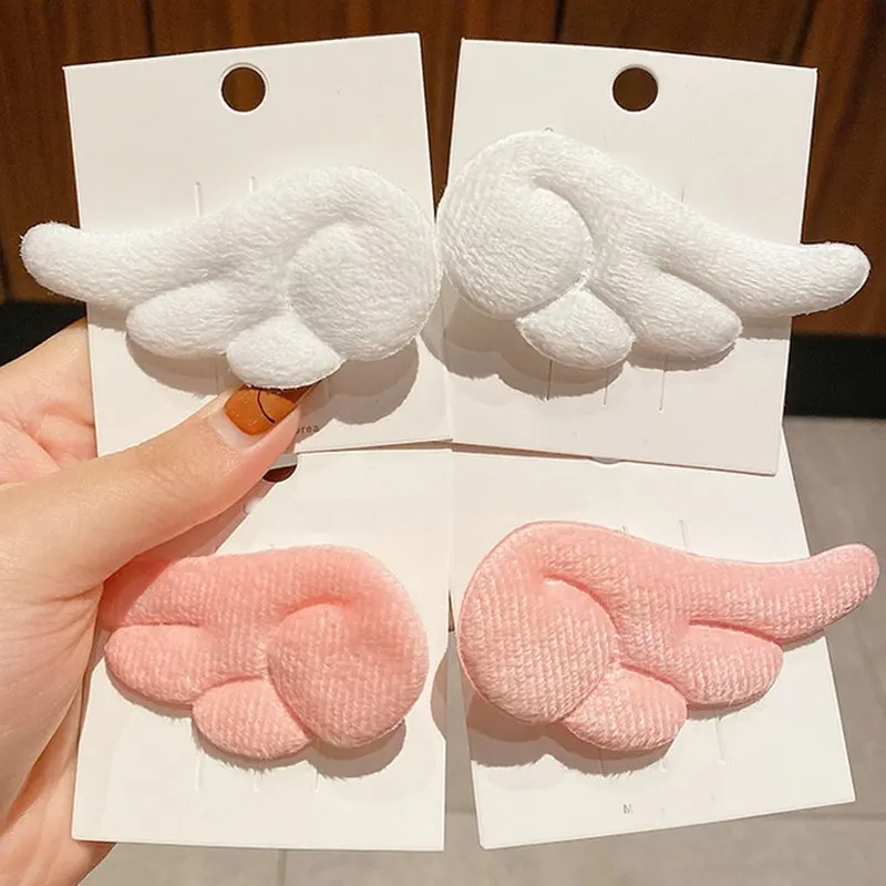 Angel Hair Clips Girls Kids Cartoon Peluche Pins Barrette White Pink Wing Hair Hoop Christmas Holiday Dress Up Accessori Per Forcine