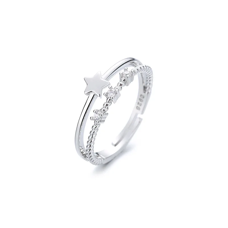925 Sterling Silver Double Layer Water Drop Ring for Women - Detail View 26