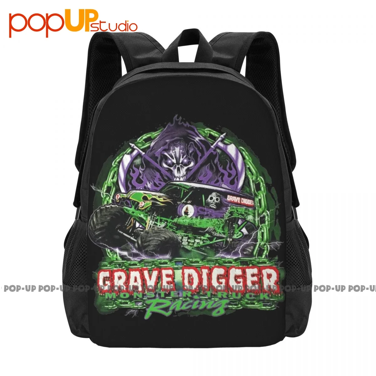Grave Digger , Monster Truck Racing Zaino Grande Capacità Vintage Swimming Gym Tote Bag Outdoor Running