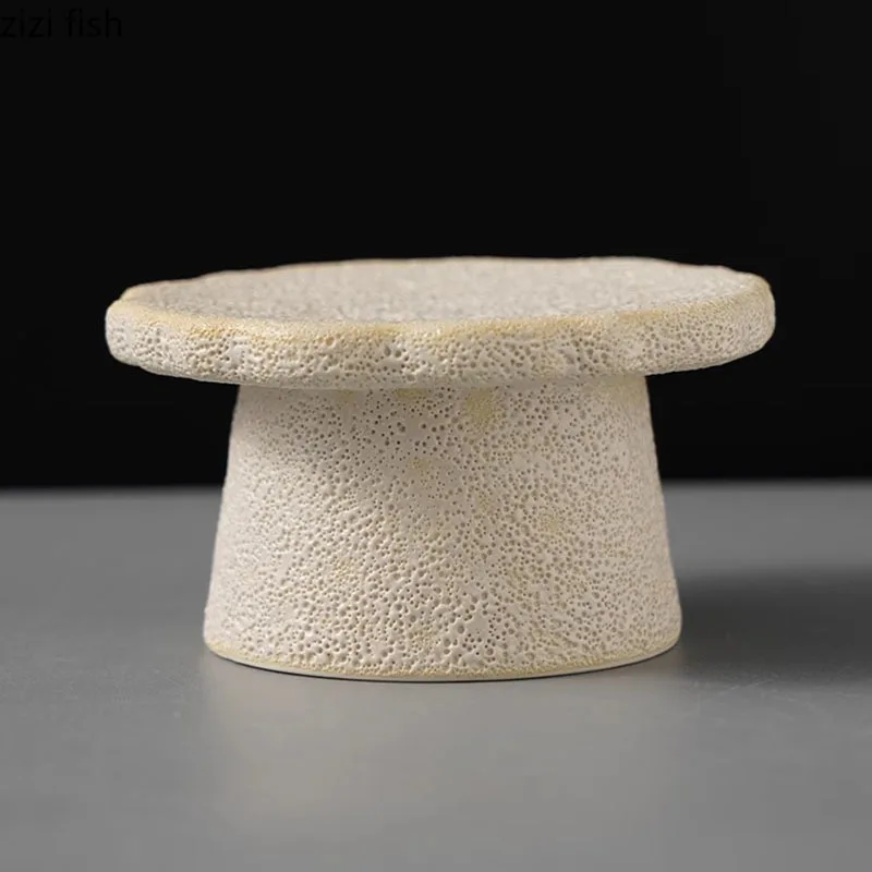 Creative Irregular Ceramic High Foot Dessert Plate Restaurant Dim Sum Plate Molecular Cuisine Display Specialty Tableware