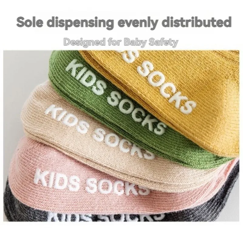 Baby Socks 3Pairs/Lot Boys Girls Cotton Stripe Soft Non-Slip Rubber Grips For 0-3 Years