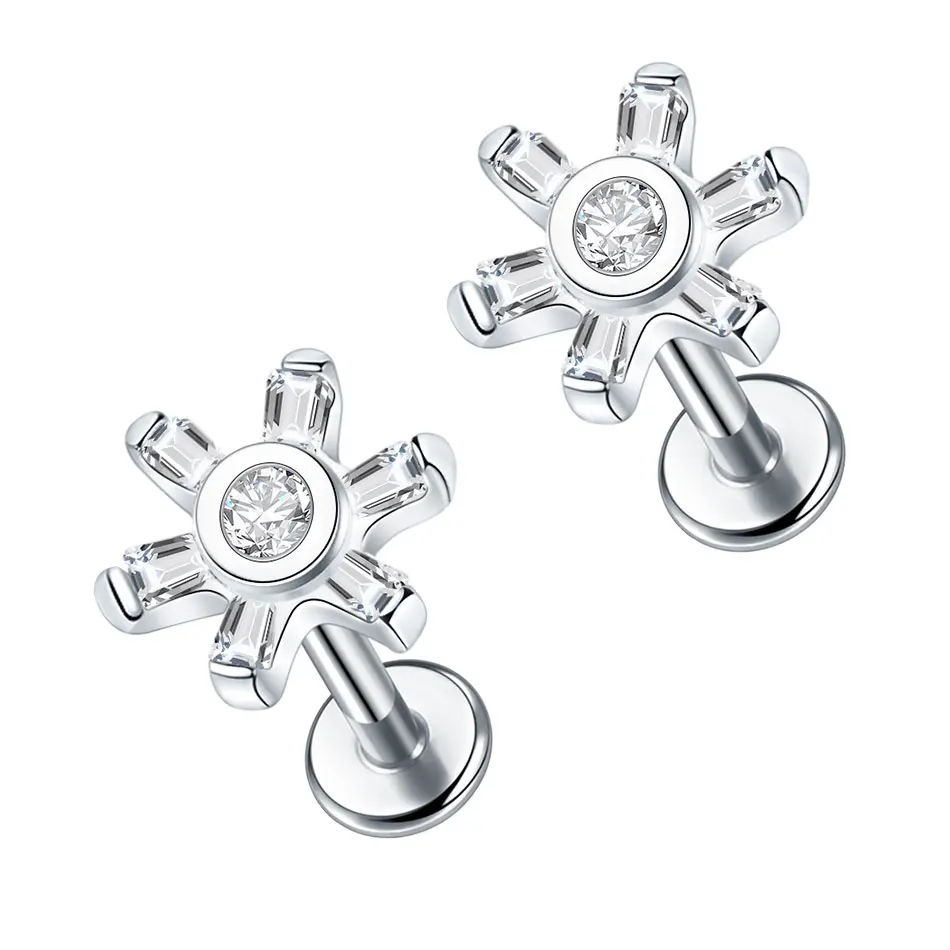 1/5PCS Stahl 16G Cluster Marquise CZ Tragus Helix Stud Conch Lobe Rook Knorpel Blatt Flache Rückseite Labret Ohrstecker Schmuck – Detail 9