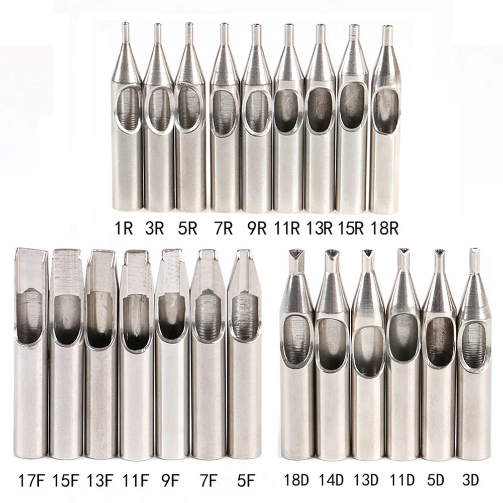 5pcs Stainless Steel Tattoo Tips Permanent Tattoo Nozzle Tips RT FT DT Machine Gun Grip Tip Accessories disposable tattoo tips