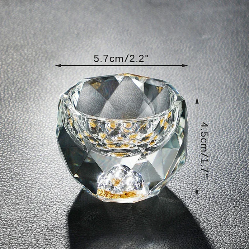 1pc 50ml Luxury Glasses Lead-free Crystal Tea Cup Exquisitely Crafted Fine Dining Shot Glasses Double Bottom Gold Foil Cup