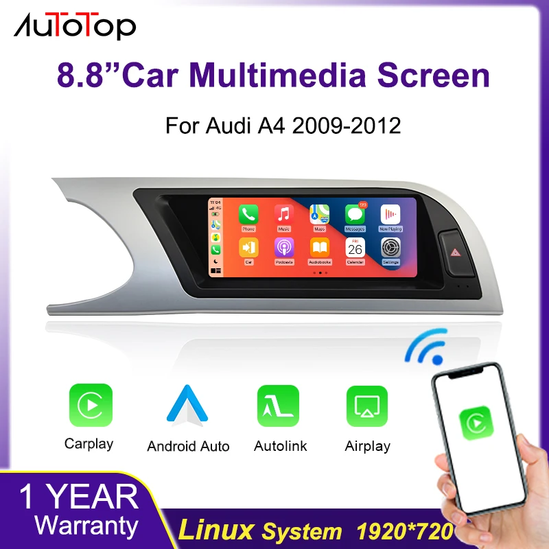 AUTOTOP 8,8 "Linux Auto Multimedia Stereo Für Audi A4 A4L B8 2009-2012 Drahtlose Carplay Android Auto Airplay Mirrorlink Bluetooth
