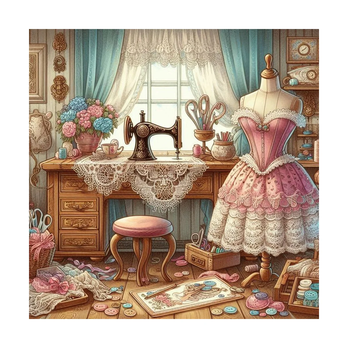 1 Stück 30x30 cm/11,8 Zoll, 11CT/14CT Druck-Kreuzstich-DIY-Set, Entspanntes Kreuzstich-Set für Erwachsene Anfänger, Mädchen-Nähzimmer