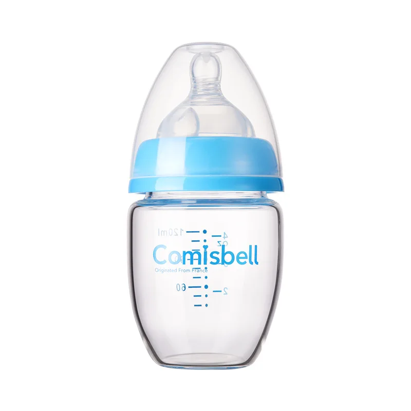 

120mL/4 OZ Wide Neck Anti-colic Glass Slow Flow Baby Items Feeding Medicine Drinking Water Juice Milk Bottle for Newborns