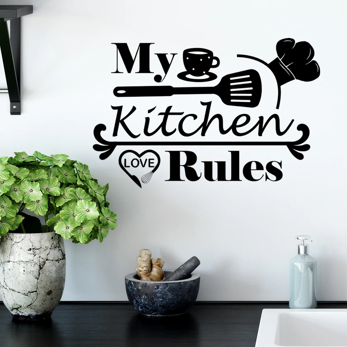 30*40cm English My Kitchen Wall Sticker Living Room Bedroom Study Background Wall Kitchen Restaurant Decoration Wall Sticker wastebasket trash container detachable kitchen recycling garbage basket for bathroom bedroom living room study room flower pot