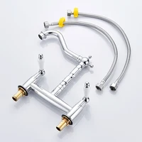 Kitchen Ceramic Handle Faucet European Style Full Brass Retro Double Hole Two Handle Bathroom Basin Faucet Kitchen Sink Faucet 4