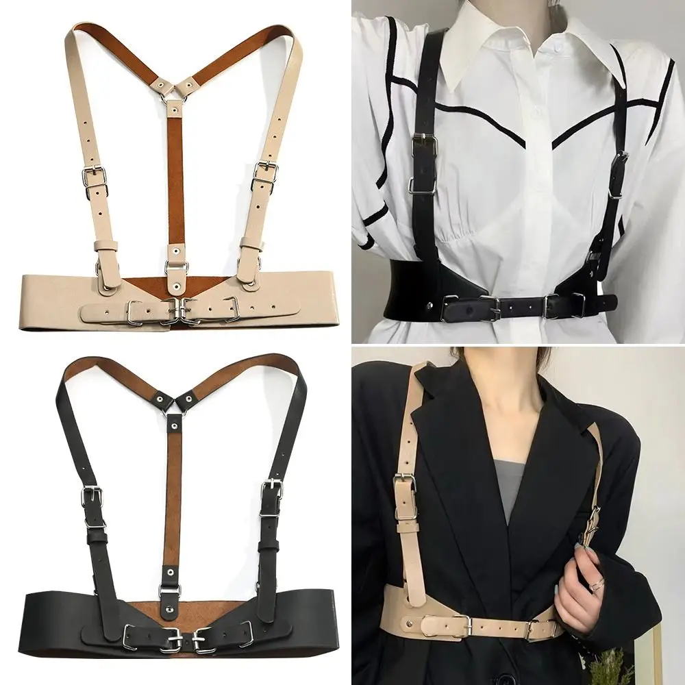 

Women Ladies Nightclub Elegant Cage Vest Body Strap Leather Punk Waistband Gothic Harness Belt Ladies Dress Cummerbands