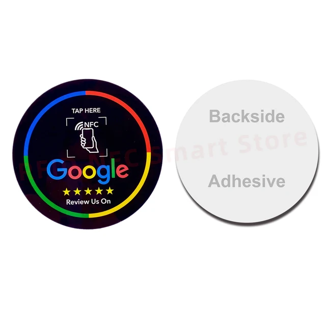 NFC Table Sticker Diameter 10CM Google Reviews NFC Sticker NFC 213 13.56MHz Programmable Acrylicl with Self-adhesive Backing 4